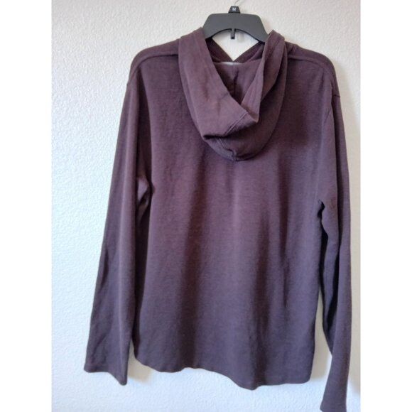 VINCE Mens Hoddie Size L/G  Burgundy Black Striped Long Sleeve Pullover - Picture 2 of 13